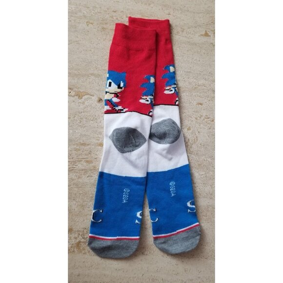 Sonic the Hedgehog Red White Blue Crew Socks One Size lot of 3 - Picture 6 of 7